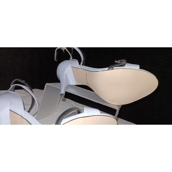Little Mistress Size 4/37 Baby Blue Leather open Toe Heels - Picture 6 of 8